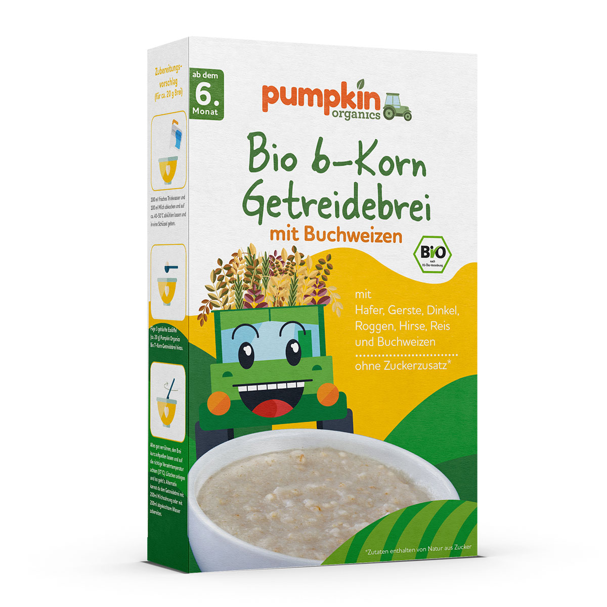 Bio 6-Korn Getreidebrei mit Buchweizen, ab 6. Monat - Pumpkin Organics 200g