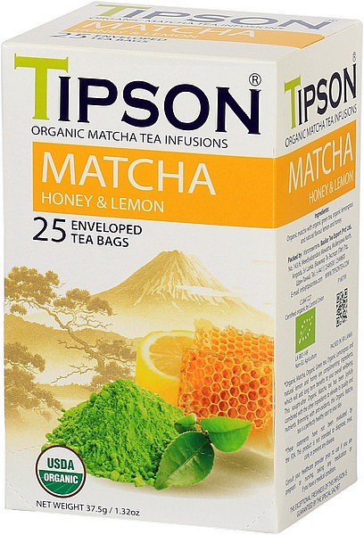 TIPSON BIO Matcha Honey & Lemon japanischer gemahlener Tee Gastro-Teebeutel 25x1,5g