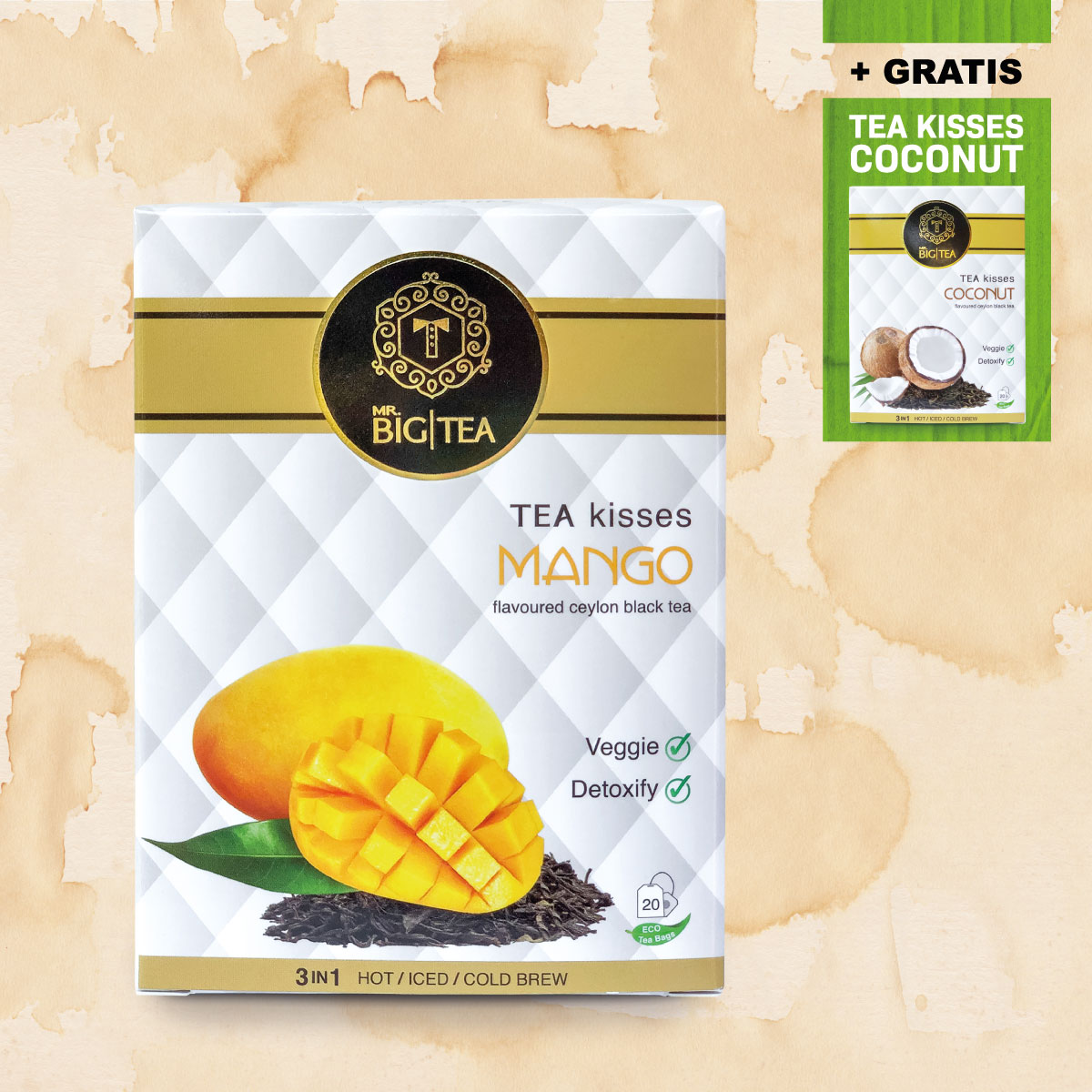 MR. BIG TEA Ceylon-Schwarztee mit Mango (3IN1) 2g x 20 Teebeutel