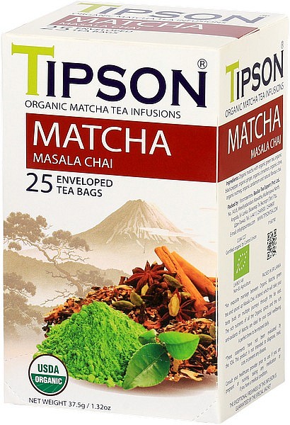 TIPSON BIO Matcha & Masala Chai japanischer gemahlener Tee Gastro-Teebeutel 25x1,5g