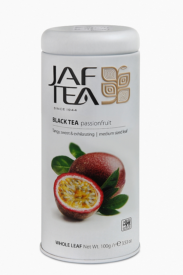 Jaf Tea Passion Fruit Schwarzer Tee mit Stücken von Mango, Apfelsinenschale und Passionsblumearoma