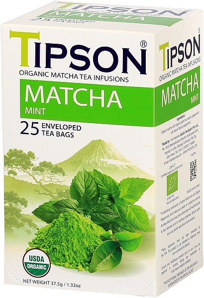 TIPSON BIO Matcha & Mint japanischer gemahlener Tee Gastro-Teebeutel 25x1,5g
