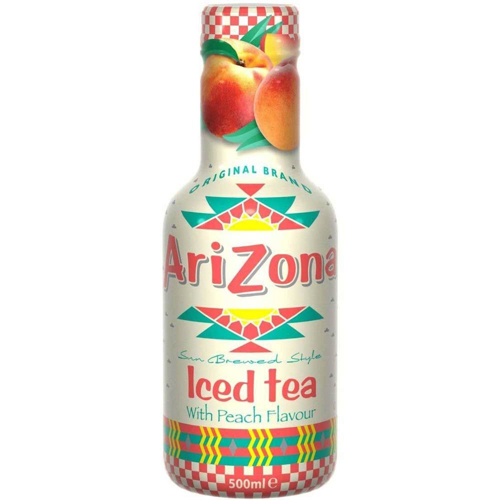 AriZona Iced Tea Peach 0,5L, Exotisches Sommergetränk mit Vitamin C