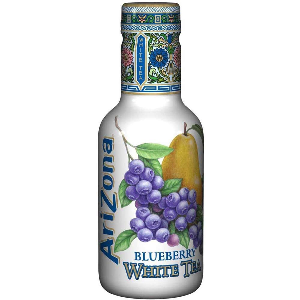 AriZona White Tea Blueberry 0,5L, Exotisches Sommergetränk mit Vitamin C