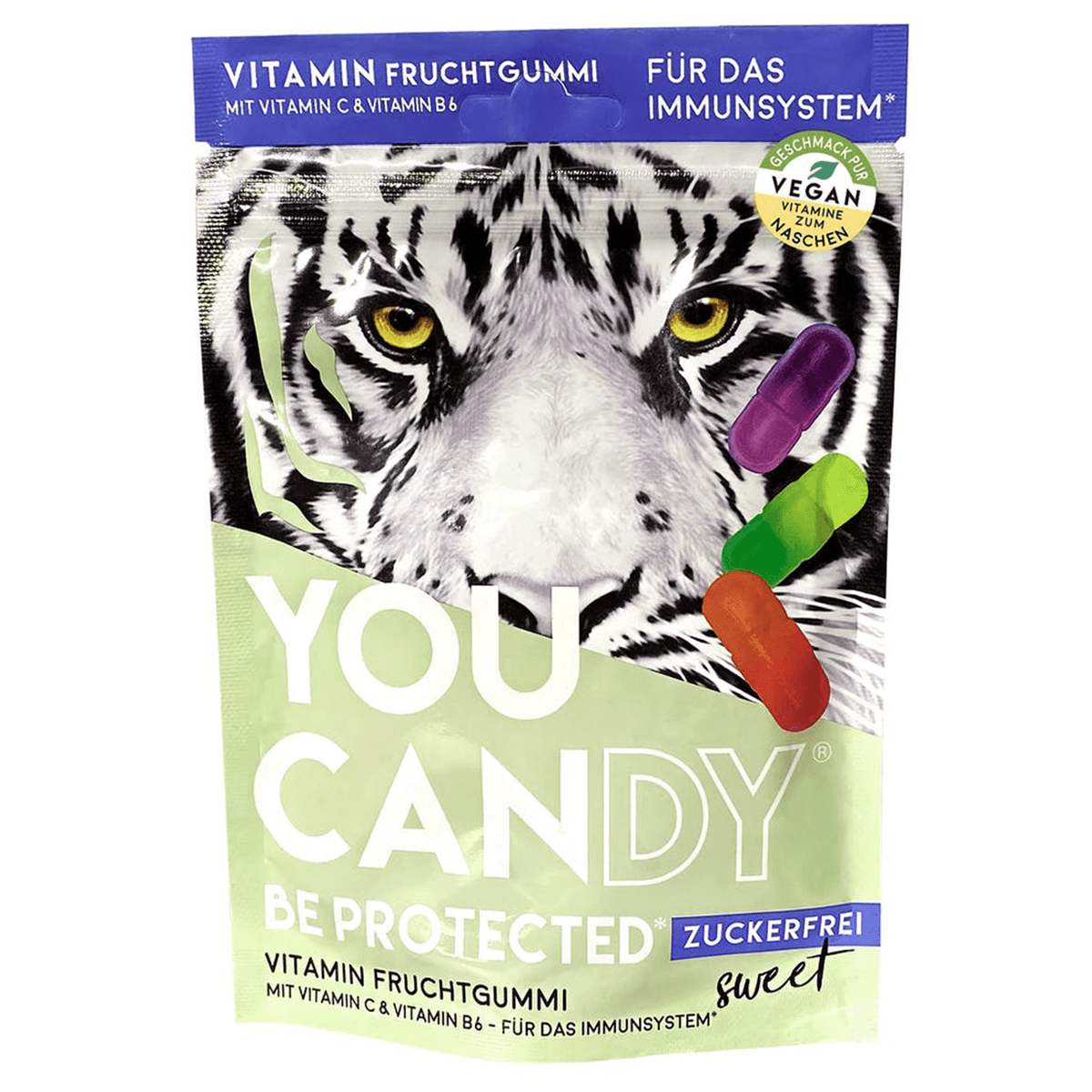 Be Protected - Vegan Vitamin Gummies zuckerfrei mit Vitamin C & B6 - You Candy 100g Be Protected - Vegan Vitamin Gummies zuckerfrei mit Vitamin C & B6 - You Candy 100g