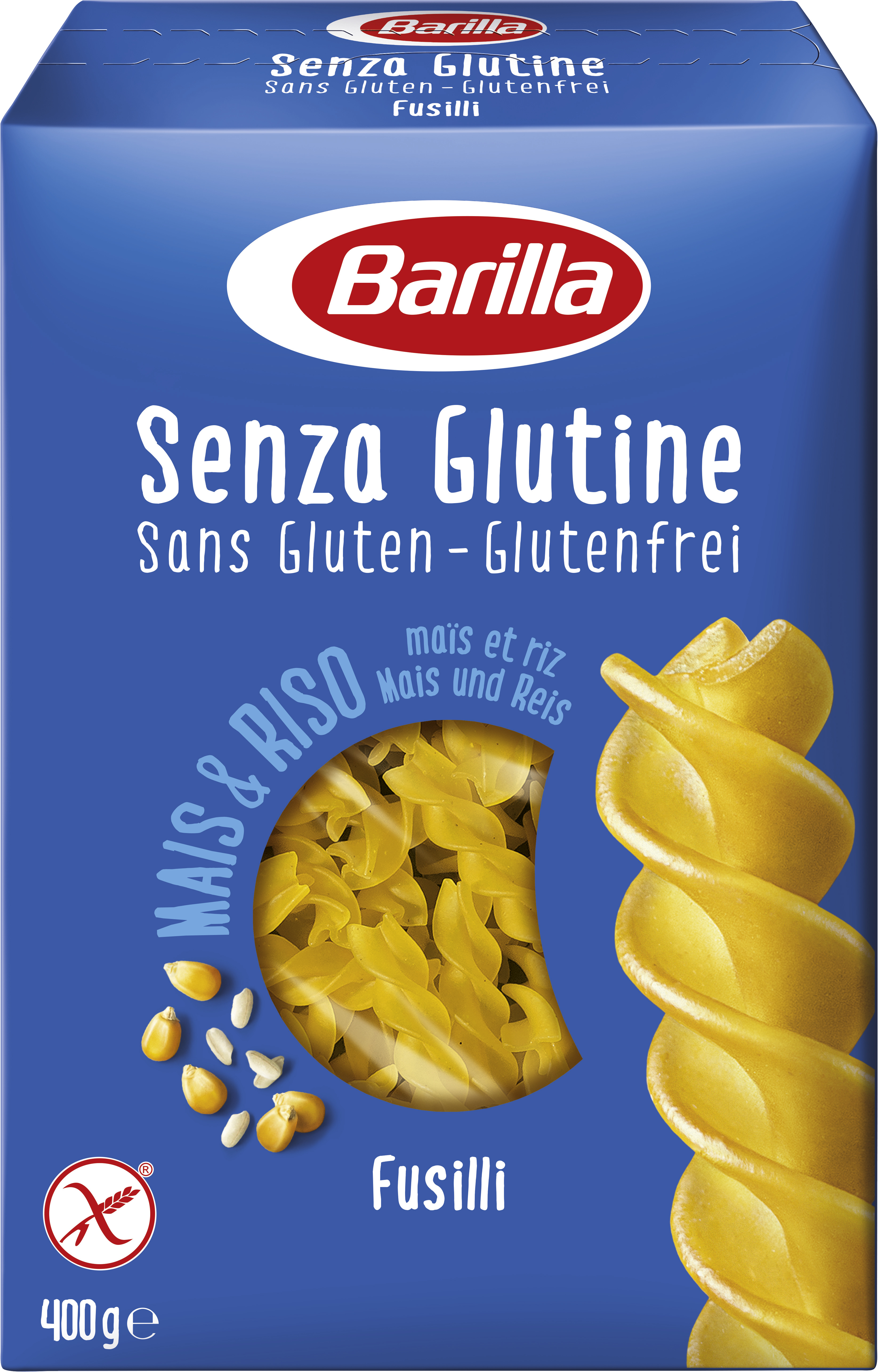 Sans Gluten - Glutenfrei Fusilli Nudeln Barilla aus Mais und Reis 400g
